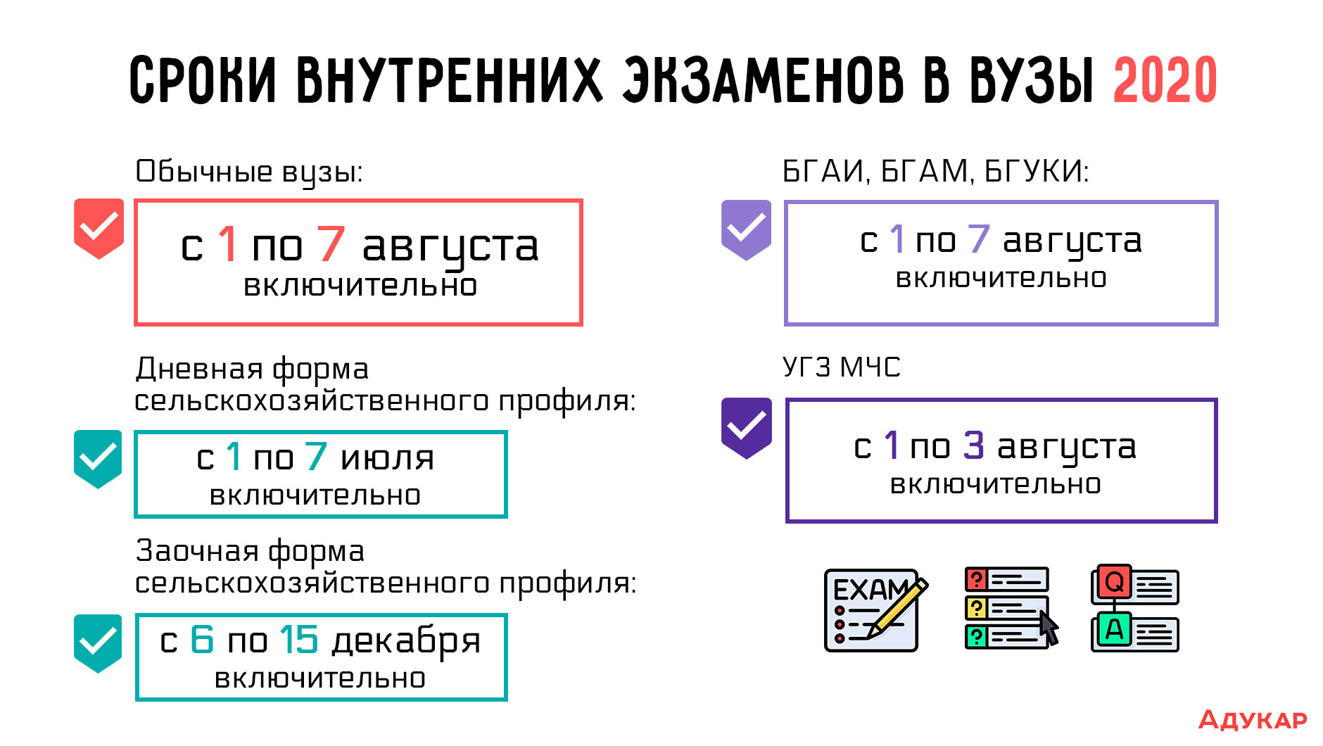 Внутренние экзамены в БГУ пройдут на юридическом, историческом, механико-математическом, экономическом факультетах и факультете философии и социальных наук, а также в МГЭИ им. А.Д.Сахарова. Творческие испытания пройдут абитуриенты, подающие документы на специальности 