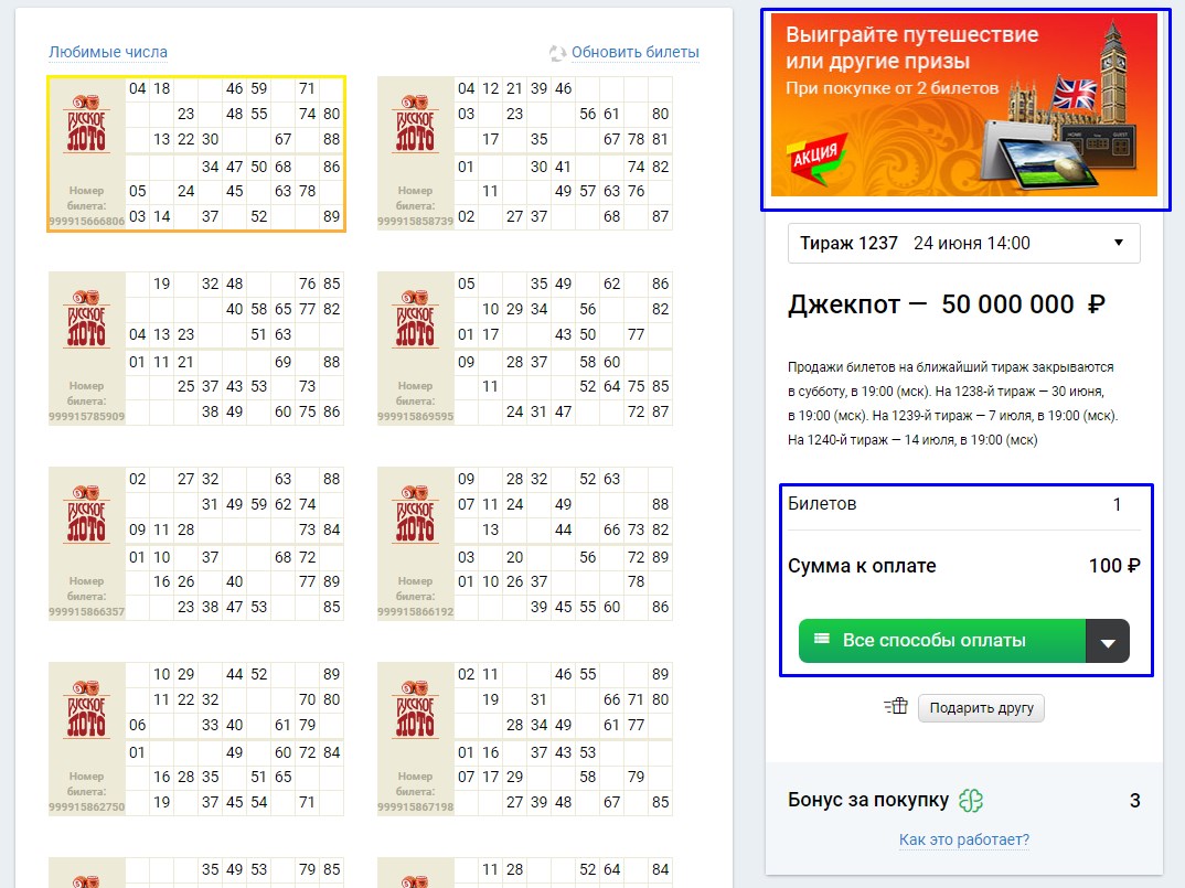 Как купить лотерейный билет в личном кабинете на сайте Столото